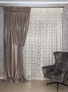 Balcony Door Lace Curtain with Traparia