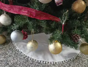 Ποδιά Χριστουγεννιάτικου Δέντρου Πόν-Πόν 1 Τμχ ΕΥΧΗ Λευκό Φωτογραφία 4
