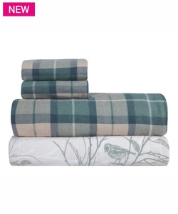 Sheets Extra Double Flannel Set 4 Pcs Chalet 34 KENTIA Green-Brown-Beige  Photo 3