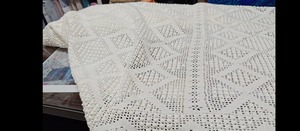 Knitted - Embroidered Blanket Super Double Set of 3pc EFHI 220x210 White  